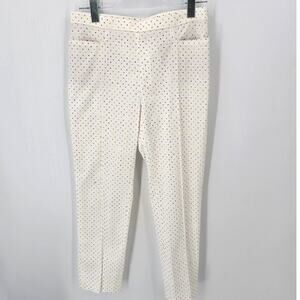 Akris Punto Cropped Pants Straight Leg Rainbow Polka Dot White Cotton Stretch 6